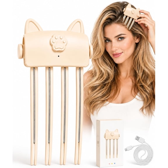 Wireless Heated Volumizing Root Lift Clip Hair Volumizer (Beige) | Cordless heated root volumizer clip with 2 heat settings. Lifts fine hair in 3 mins. USB-C rechargeable & travel friendly