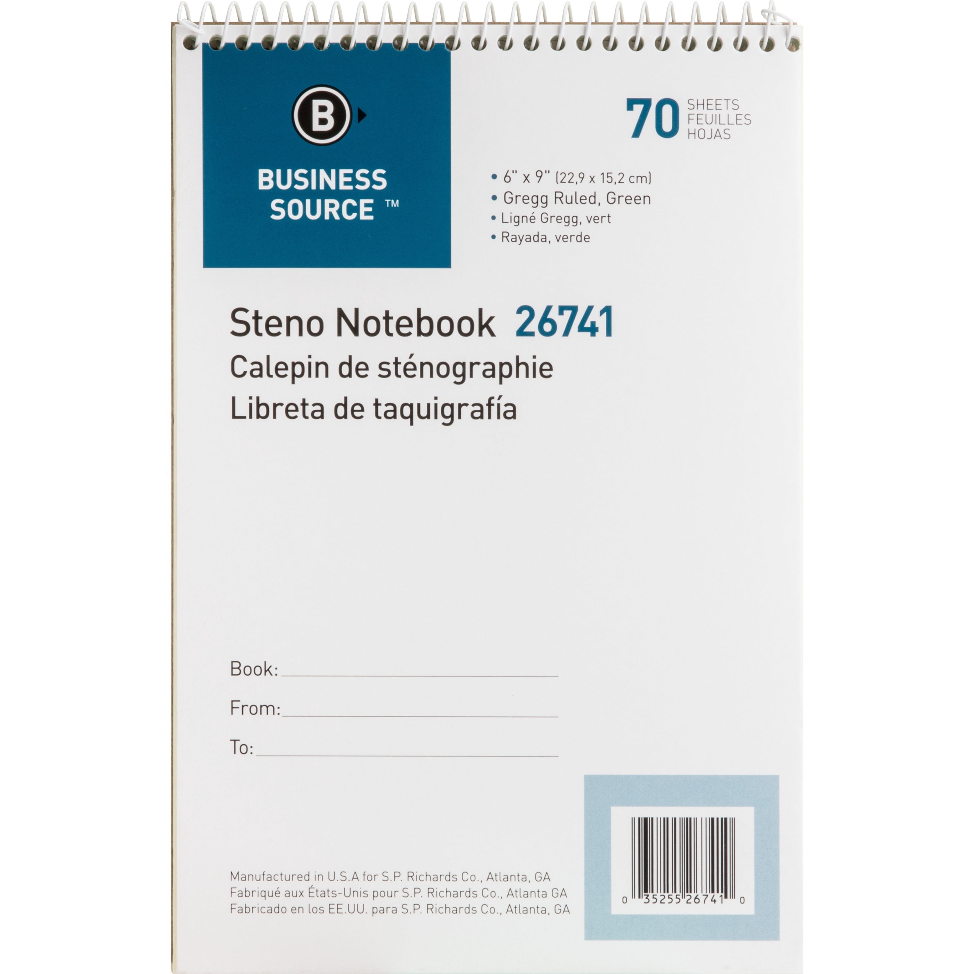 (3 pack) Business Source, BSN26741, Steno Notebook, 1 Each