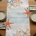 thumbnail image 5 of Table Runners 72 Inches Long Dress Scarves, Blue Coastal Farmhouse Kitchen/Dining Table Runner, Coffee Tablerunners, Summer Beach Starfish Weeping Eucalyptus Vintage 16x72 Inch, 5 of 9