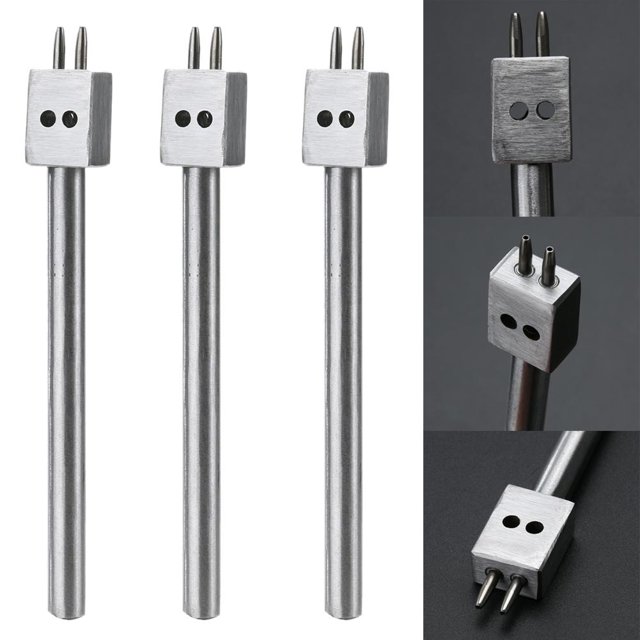 Agujero de espaciado de cuero de 4 mm Herramienta de corte de perforación de orificio de fila redonda de 1,0 mm 2 puntas