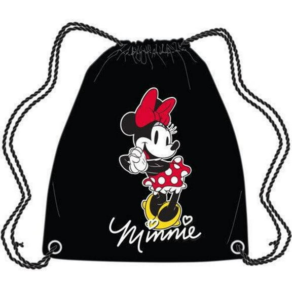 Disney Minnie Mouse Black Nylon Drawstring Tote