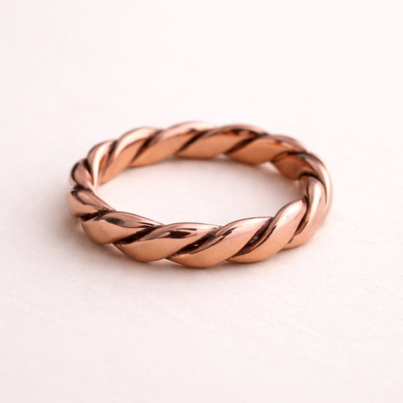 Solid Pure Copper Twisted Rope Ring, Braided Stacking Band, Minimalist Promise Ring, Handmade Jewelry