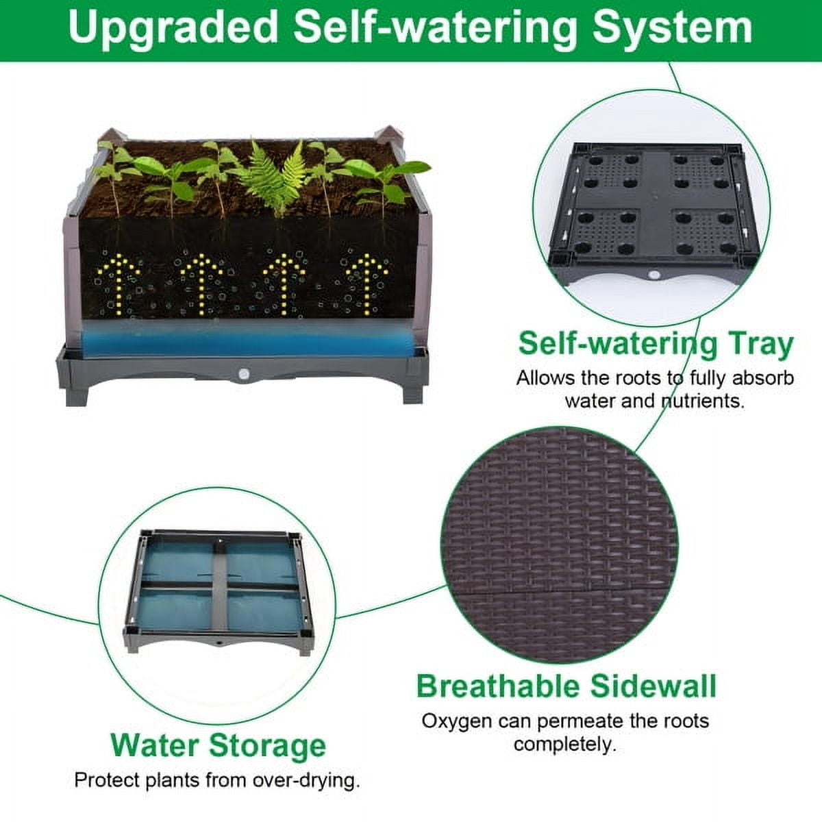 Raised Garden Bed Planter for Outdoor Plants Plastic Planters Box Elevated Garden Boxes Plant Pots of Garden Patio Balcony Deck to Planting Flowers Vegetables Tomato and Herbs