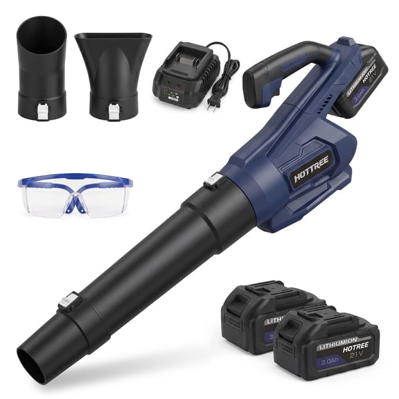 HOTREE Cordless Leaf Blower, 730 CFM, 150 MPH, Stepless Speed ​​Control, 2 x 3.0 Ah Batteries, Lightweight, Suitable for Lawns, Garages, and Patios