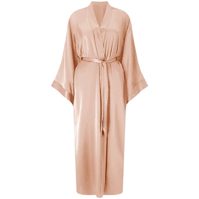 Women's Long Silk Robe Satin Kimono Lightweight Bathrobe for Bridesmaids