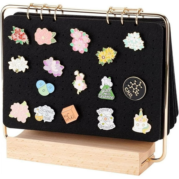 Brooch Organizer Pin Collection Calendar with Wooden Stand Pin Holder with Felt Sheets for Lapel Pin Enamel Pin Display and Storage diy