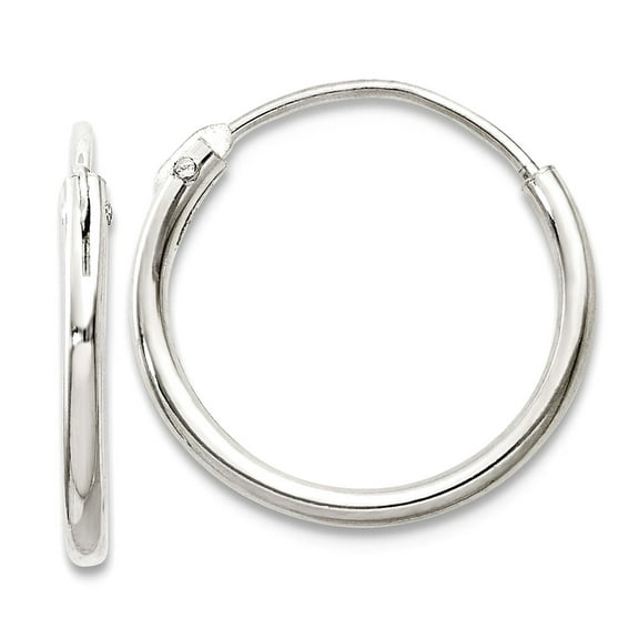 925 Sterling Silver Hinged Polished Hollow tube 1.3mm Hoop Earrings 14x14mm Wide 1.3mm Thick Hoop Earring for Women