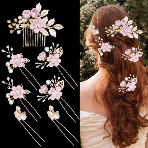 7 PCS Bridal Flower Wedding Hair Clips Crystal Pearl Hair  display picture 1