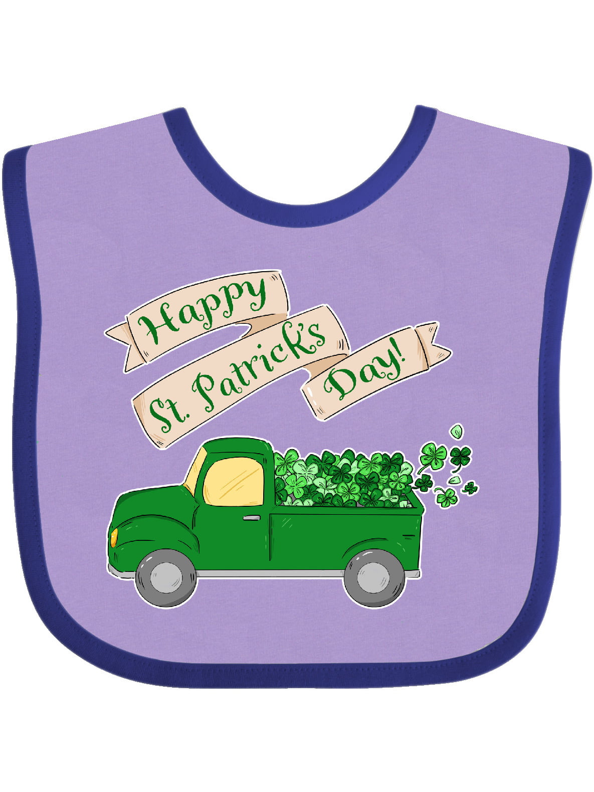 Download Happy St. Patrick's Day Green Truck with Clovers Baby Bib ...