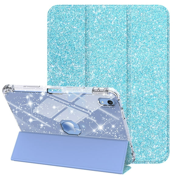 Allytechgroup Glitter Bling Case for Apple iPad A16 11th Generation 11" 2025/ iPad 10th Gen 10.9" 2022, Trifold Stand Slim Fit Auto Sleep Wake Anti-Scratch Smart Case for iPad 11/ iPad 10, Blue