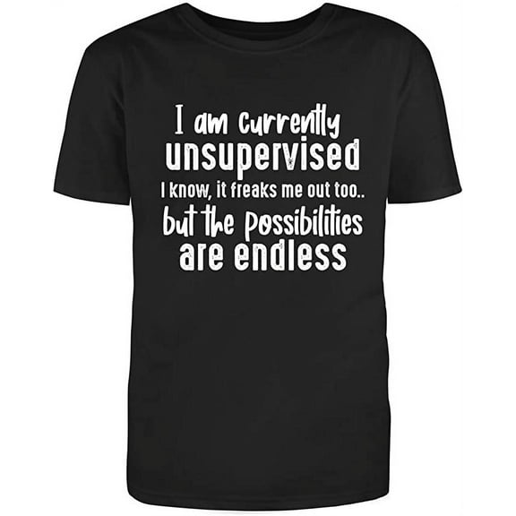 RedBarn I Am Currently Unsupervised Emotional Saying Attitude Shirt Mens Graphic T Shirts