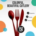 thumbnail image 3 of Crown Display 150-Piece Burgundy Disposable Silverware - Red Plastic Cutlery Combo Set, 3 of 7