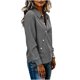 thumbnail image 4 of Camiseta de Solapa de Rayas Sueltas de Manga Larga de las Mujeres con Botón de Cuerda Elástica, Malla Estilo Superior, 4 of 8