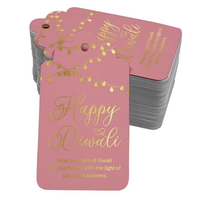 Inkdotpot Pack Of 100 Real Gold Foil Paper Tags Happy Diwali Favor Hang Tags