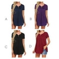 thumbnail image 2 of Femmes T-Shirt Manches Courtes V Col Blouse Décontractée Femmes Top Blouse Plissée, Bleu, L, 2 of 6