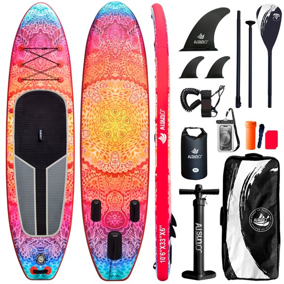 AISUNSS 10.6ft Inflatable Stand Up Paddle Board with Full SUP Accessories