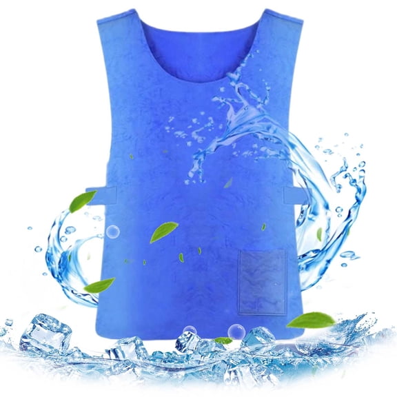 Cooling Ice Vest for Hot Weather, Reusable Evaporative Cool Vest No Ice Electricity Needed, Adjustable Outdoor Cooling Vest for Running Cycling Fishing (Blue)
