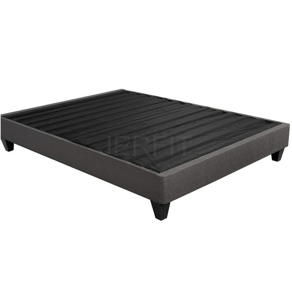 JERFIT 14" Twin XL Upholstered Platform Bed Frame with Headboard Brackets, Dark Gray Modern Bed Base, No Box Spring Needed