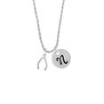 thumbnail image 2 of Delight Jewelry Silvertone Wishbone Silvertone Script Initial Disc - N - Charm Necklace, 20"+3", 2 of 4