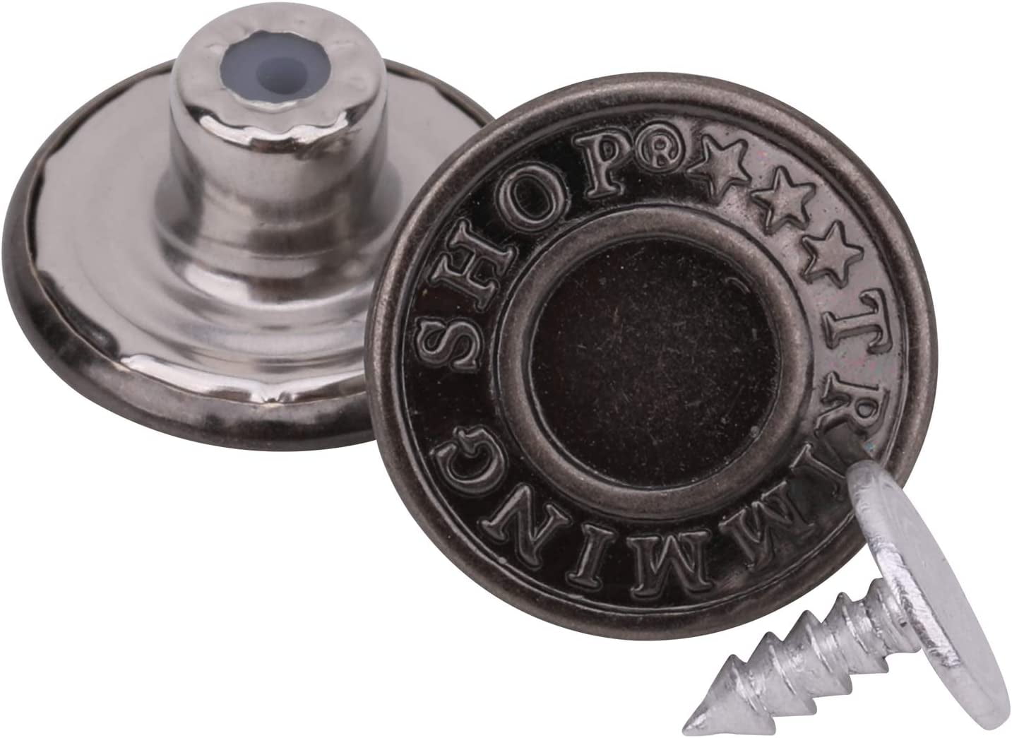 Trimming Shop Jeans Button Hammer on 14mm Brass Tack Fasteners with