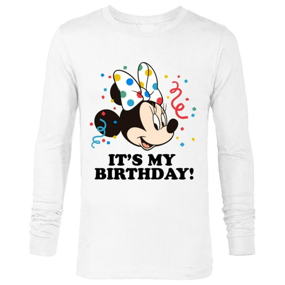 Disney Minnie Mouse "It's My Birthday!" - Long Sleeve T-Shirt for Men -Customized-White