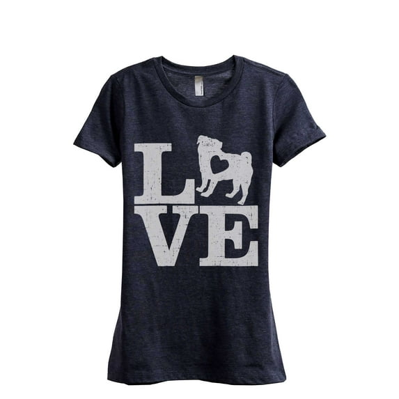 Thread Tank Love Pug Women's Fashion Relaxed Crewneck T-Shirt Tee Heather Navy X-Large