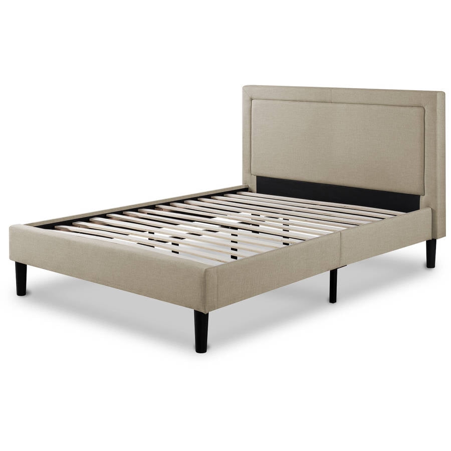 Zinus Upholstered Detailed Headboard With Bed Platform And Wooden Zinus Upholstered Detailed Headboard With Bed Platform And Wooden Slats Queen