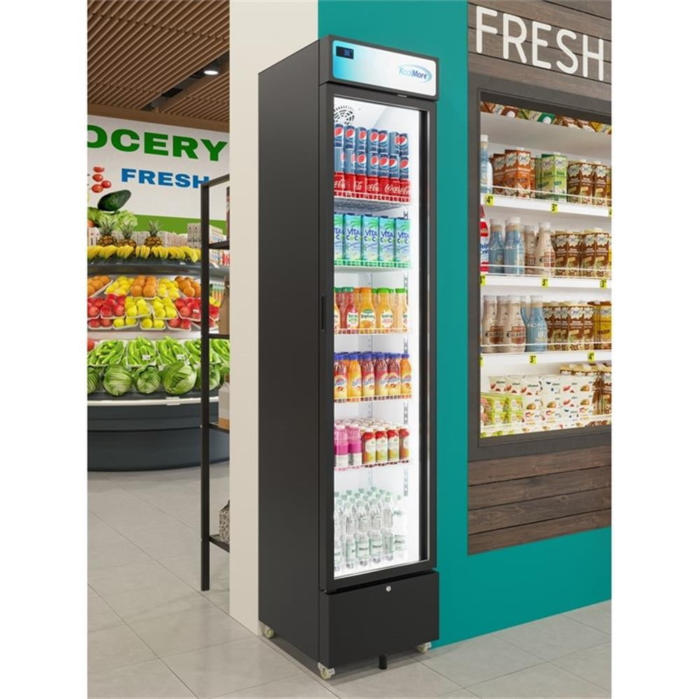 Pemberly Row 17" Slim Commercial Merchandiser Refrigerator 7 cu. ft. in Black