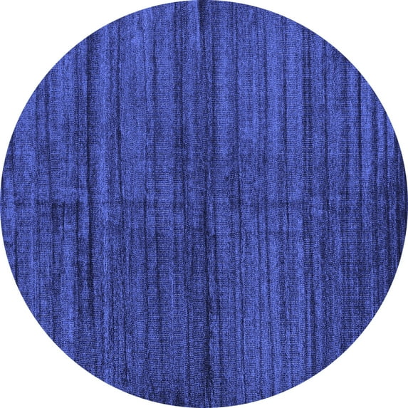 Ahgly Company Machine Washable Indoor Round Abstract Blue Contemporary Area Rugs, 3' Round
