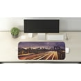 thumbnail image 2 of City Computer Mouse Pad, Brooklyn Bridge at Night Car Traffic in New York United States Transport, Rectangle Non-Slip Rubber Mousepad Large, 31" x 12", Lilac Dark Orange Yellow, by Ambesonne, 2 of 2