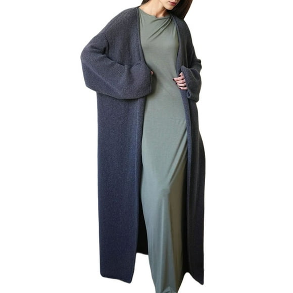 Cardigans Longs pour Femmes en Mohair à devant Ouvert, Coupe Ample, Tricot Décontracté, Automne, Manteaux Tendance, Gris Foncé, Taille Unique