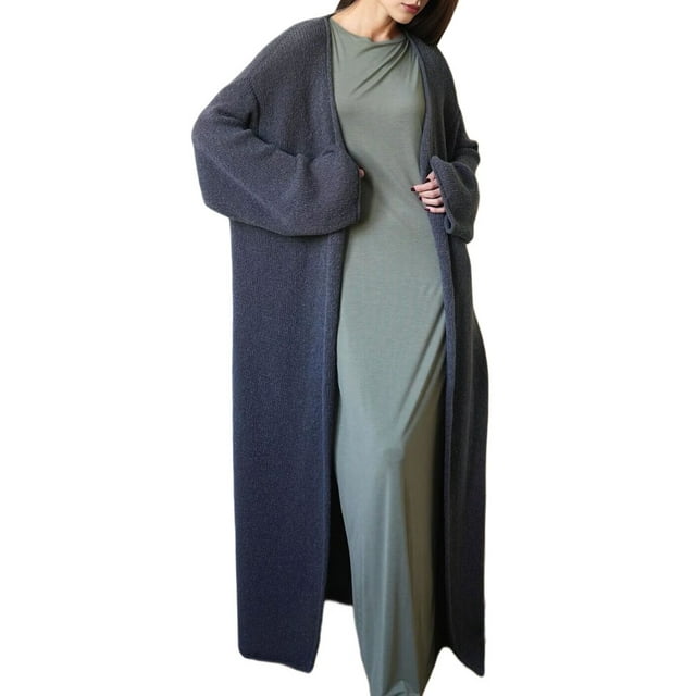 Womens Long Cardigan Sweaters Mohair Open Front Oversized Slouchy Knit Fall Trendy Coatigan Jackets Dark Grey One size