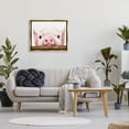 thumbnail image 2 of Stupell Industries Sweet Pink Pig Resting Snout Farm Animal Illustration Painting Metallic Gold Floating Framed Canvas Print Wall Art, Design by George Dyachenko, 2 of 9