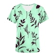 thumbnail image 5 of Jinhomg Scrub Shirt for Women Vintage Boho Floral Print Working Uniform Casual Loose Short Sleeve V-Neck Tunic Blouses Comfortable Workwear Seasonal Sale Green XXL, 5 of 6