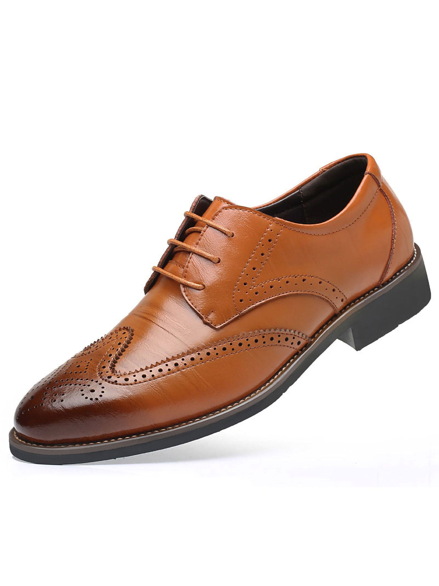 MENS FAUX LEATHER BROGUE SHOES SMART WEDDING ITALIAN FORMAL OFFICE DRESS SHOES 