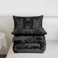 thumbnail image 4 of meiyoeat Gothic Skull Letter Queen Comforter Set for Boys Girls, Boho Damask Flower Comforter Sets Queen, Black Reversible, 3pcs, 1 Comforter and 2 Pillowcases, 4 of 6