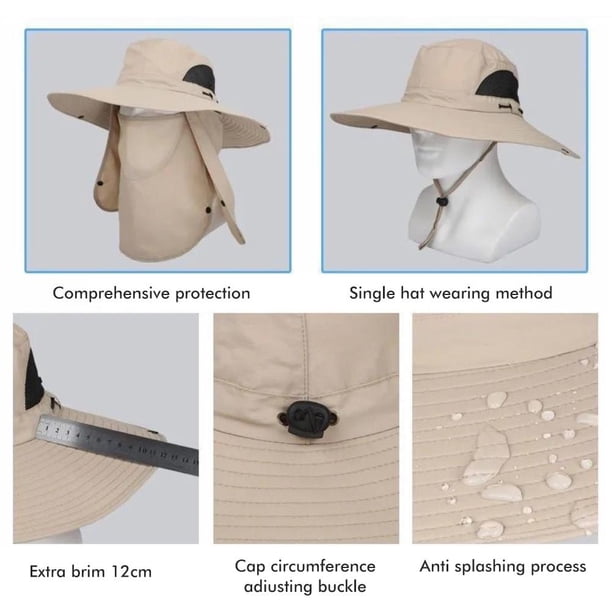 Sombrero para el sol al aire libre con solapa para el cuello y la cara, protección UV, sombrero de pescador de ala ancha transpirable para hombres y mujeres, pesca de verano, senderismo