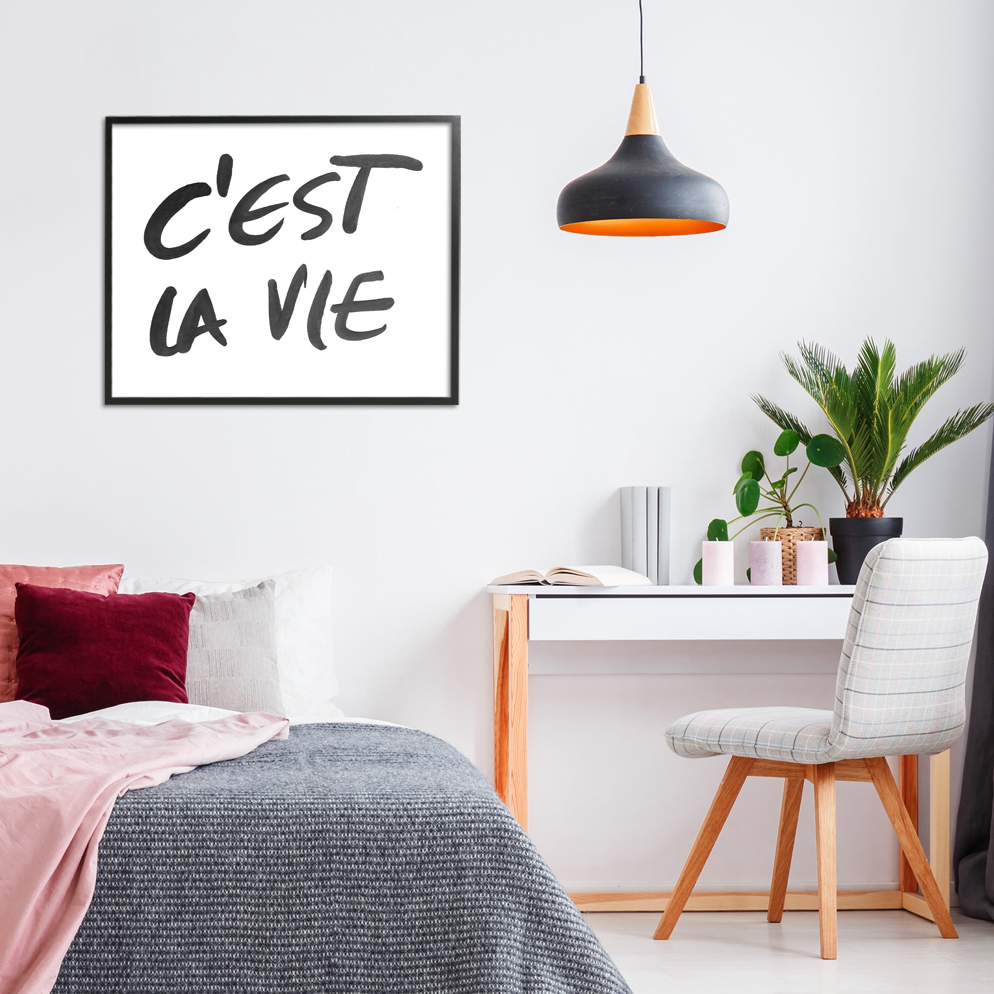 Stupell Industries C'est La Vie Minimal Text Black Framed Giclee Art, design by SD Graphics Studio