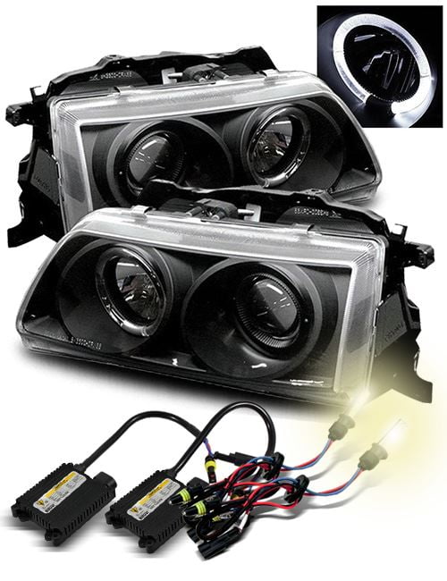 Spyder Projector Headlights Black for 88-89 Honda Civic /& CRX LED Halo