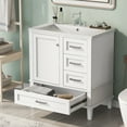 thumbnail image 5 of Harper & Bright Designs 30" White Bathroom Vanity Cabinet with Sink Combo Set, Bathroom Storage Cabinet with a Soft Closing Door and 3 Drawers, Solid Wood Frame, 5 of 14