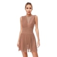 thumbnail image 2 of HULIJA Women Glitter Rhinestone Figure Skating Dress Sleeveless Ballet Leotard Dance Dress Dusty Pink L, 2 of 7