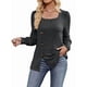 thumbnail image 2 of Blusas de Otoño para Mujer, Cuello Cuadrado Suave, Larga Tipo Farol, Botones Decorativos, Abertura Lateral, Suéter, Túnica, Camisa Gris Oscuro L, 2 of 8