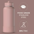 thumbnail image 6 of Hydrapeak 32oz Sport Insulated Water Bottle with Straw or Chug Lid, Leak & Spill Proof, Keeps Drinks Cold for 24 Hours, Hot for 12 Hours, Premium Stainless Steel Water Bottles (32oz, Rosewood), 6 of 9