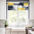 thumbnail image 3 of Abstract Yellow Kitchen Curtains and Valances Set, Black Plaid Mottled Geometric Art Modern Rod Pocket Window Valance Window Curtain Panels for Living Room Bedroom Laundry, 27.5x24in, 3 Pieces, 3 of 7