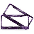 thumbnail image 2 of Purple Marble Agate Silver Glam License Plate Frame - 2 Pack Tags Frames Holder Covers, Car Decorative Tag Frames For Standard Us Canada License Plate Holder 2 Holes 12X6 Inch, 2 of 5