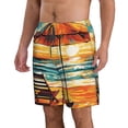 thumbnail image 2 of KLL Beach Umbrella Sunset Men's Casual Summer Beach Shorts Hawaiian Shorts with Pockets-Large, 2 of 5