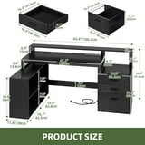 Uforic L-Shaped Desk with USB Ports & LED Light, Modern Computer Desk ...