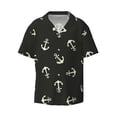 thumbnail image 5 of PAYOHTO Anchor Black Mens Hawaiian Casual Short-sleeved Shirt Tropical Summer Beach Button Down Shirts, 5 of 7