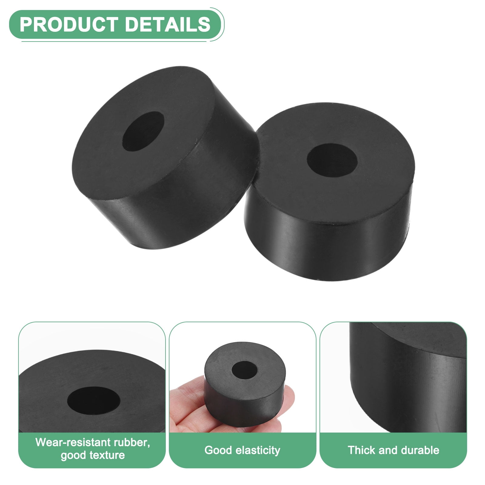 Uxcell 12-Pack Rubber Isolation Washers, 1.6" OD 0.5" ID 0.8" Thick for Home and Car Accessories, Black
