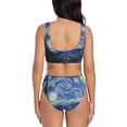 thumbnail image 3 of Kdxio The Starry Night Print Women's 2 Piece High Waisted Wrap Spaghetti Strap Summer Swimsuit Bikini Set-Large, 3 of 7